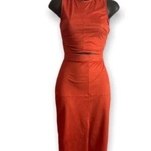 Rust Orange Two Piece Skirt Set Short Sleeve Crop Top MUTIPLE SIZES New With Tag